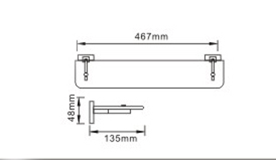 Additional image for Square Glass Shelf 467mm (Chrome).