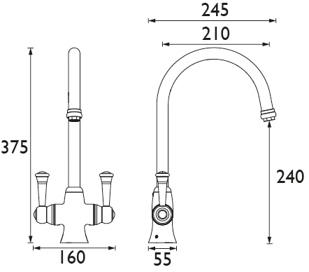 Additional image for Easy Fit Sentinel Mixer Kitchen Tap (TAP ONLY, Brushed Brass).