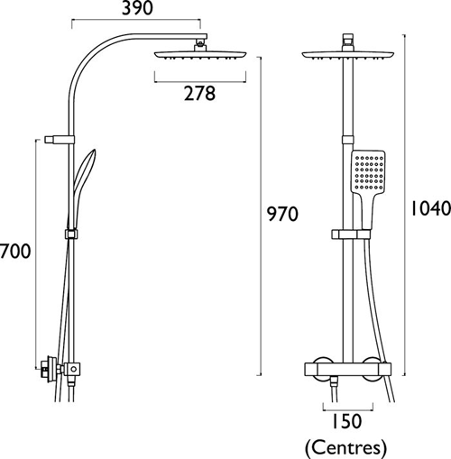 Additional image for Exposed Bar Shower Valve With Rigid Riser (Chrome).