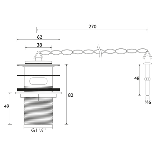 Additional image for Economy Basin Waste With ABS Plug (Slotted, Chrome).