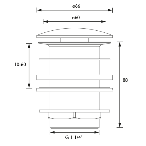 Additional image for Round Clicker Basin Waste (Unslotted, Chrome).