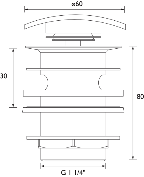 Additional image for Square Clicker Basin Waste (Slotted, Chrome).