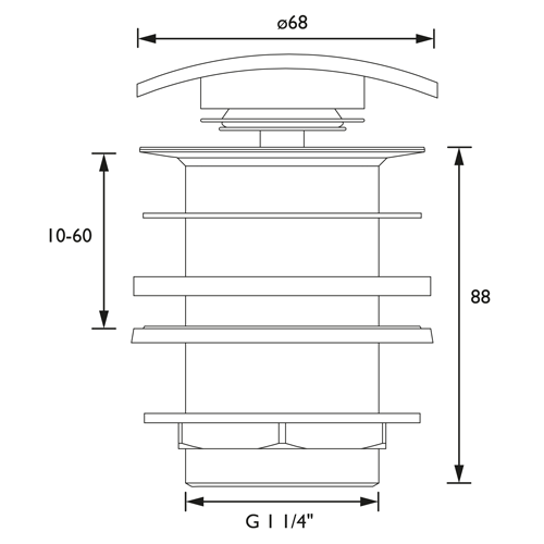 Additional image for Square Clicker Basin Waste (Unslotted, Chrome).