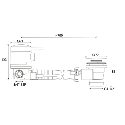 Additional image for Bath Filler With Pop Up Waste & Overflow (Chrome).