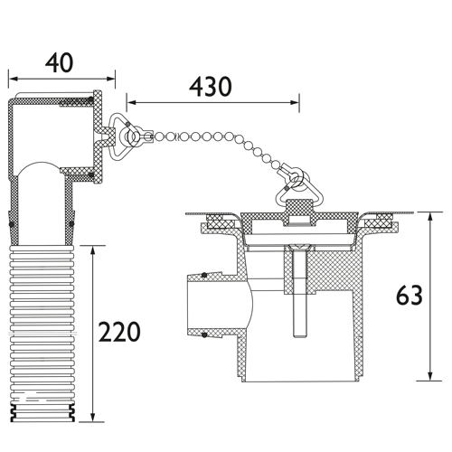 Additional image for Economy Sink Waste With Plastic Plug (Chrome).