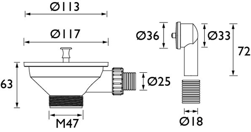 Additional image for Economy Basket Strainer Sink Waste With Overflow.