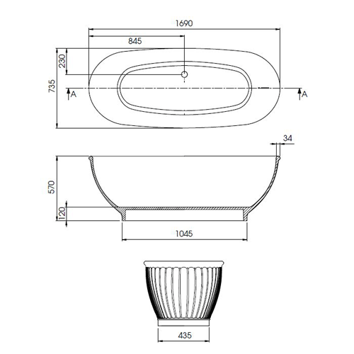 Additional image for Casini Bath 1680mm (Matt White).