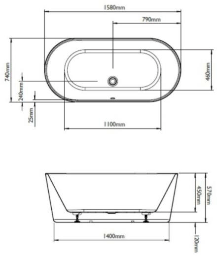 Additional image for Viado Bath 1580mm (Gloss White).