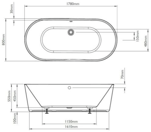 Additional image for Viado Bath 1780mm (Gloss White).