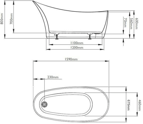 Additional image for Slipp Bath 1590mm (Gloss White).