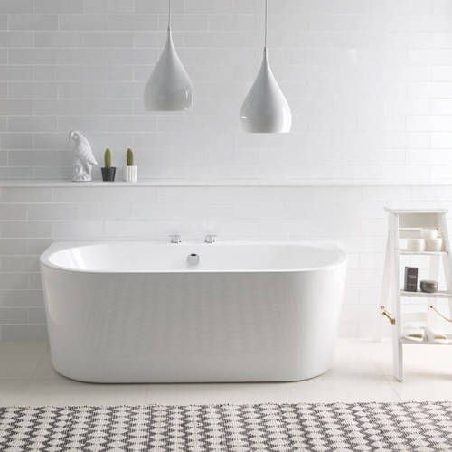 Additional image for Ancora Back To Wall Bath 1640mm (Gloss White).