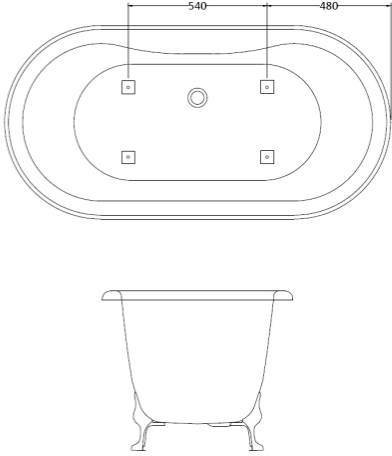 Additional image for Elmstead Double Ended Bath 1500mm With Feet Set 1 (White).