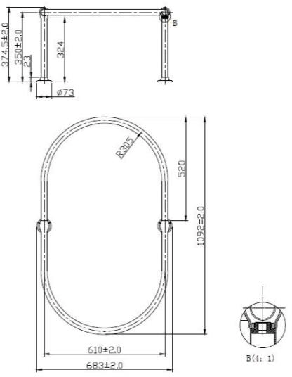 Additional image for Ceiling Mounted Shower Curtain Ring 685x1094mm.