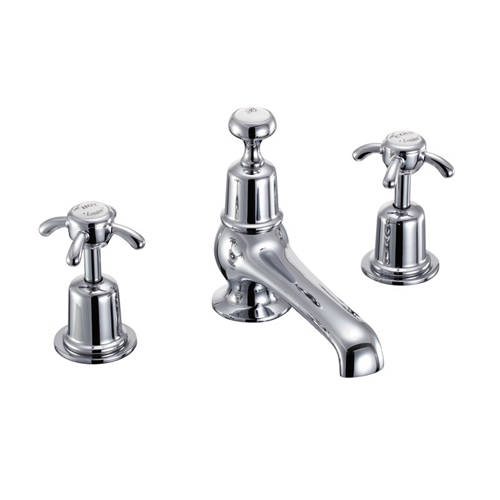 Additional image for 3 Hole Basin Tap With Pop Up Waste (Chrome & White).