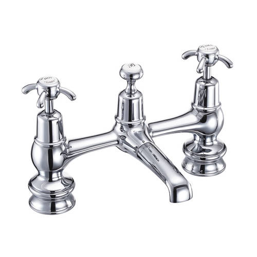Additional image for 2 Hole Basin Mixer Tap With Waste (Chrome & White).