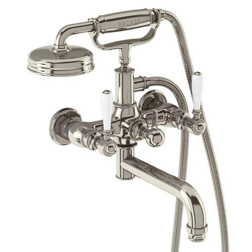 Additional image for Wall Mounted BSM Tap, Lever Handles (Nickel & White).