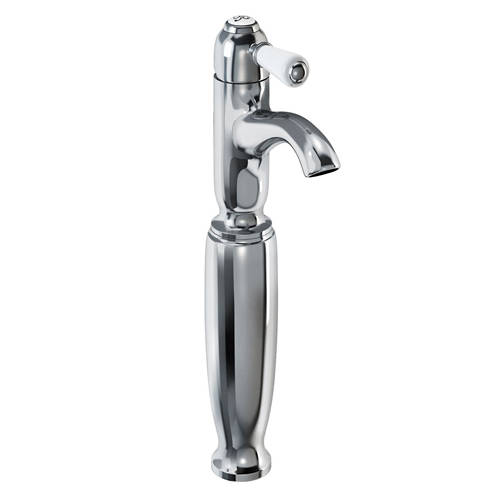 Additional image for Curved Tall Basin Mixer Tap (Chrome & White).