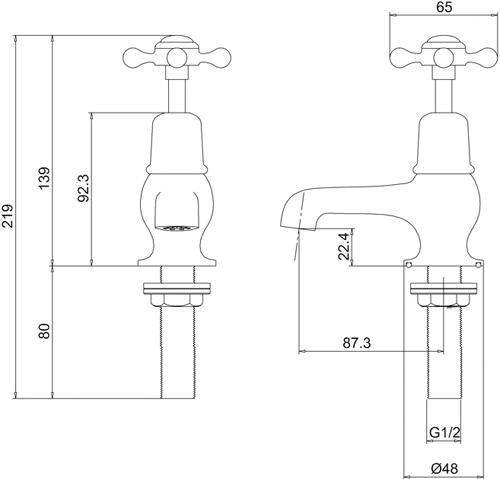 Additional image for Basin Taps 3" (Chrome & Black).