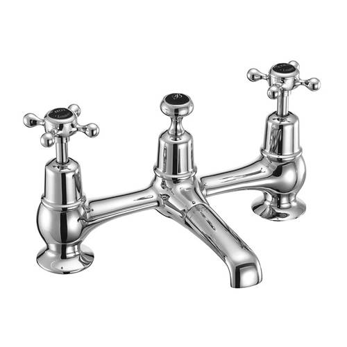 Additional image for 2 Hole Basin Mixer Tap With Waste (Chrome & Black).