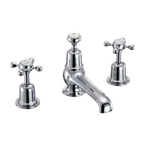 Additional image for 3 Hole Basin Tap With Pop Up Waste (Chrome & White).