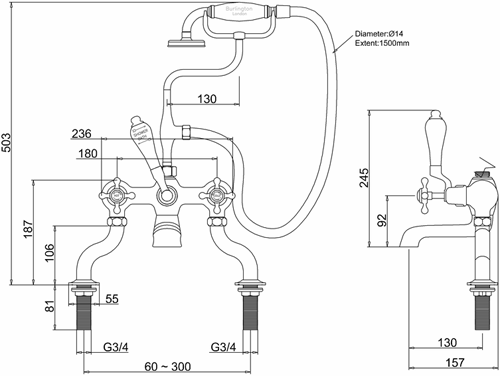 Additional image for Bath Shower Mixer Tap With Kit (Chrome & Medici).