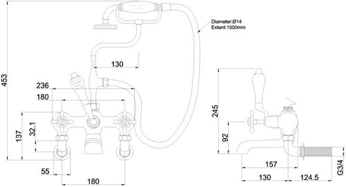 Additional image for Wall Mounted BSM Tap With Kit (Gold & White).