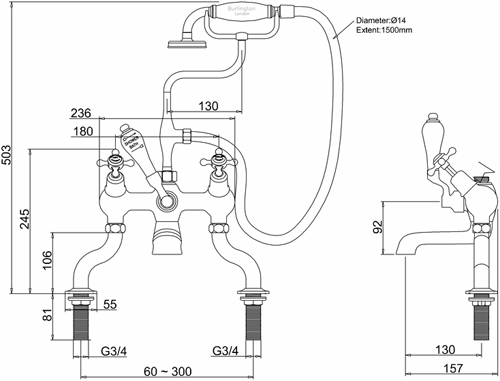 Additional image for Bath Shower Mixer Tap With Kit (Chrome & Medici).