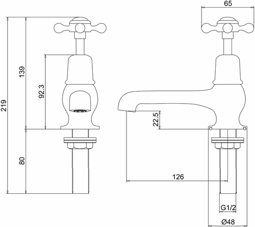 Additional image for Basin Taps 5" (Gold & White).