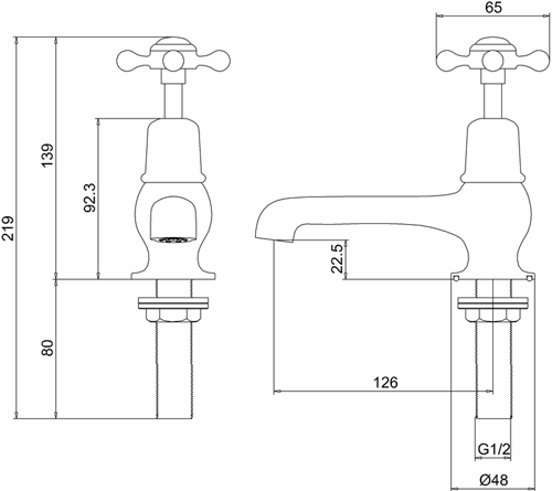 Additional image for Basin Taps 5" (Nickel & White).