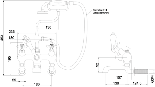 Additional image for Wall Mounted Angled BSM Tap (Chrome & White).