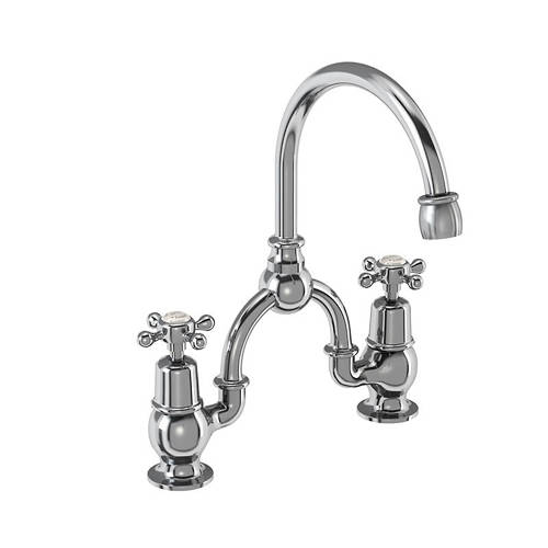 Additional image for 2 Hole Arch Basin Mixer Tap (Chrome & Medici, 230mm).