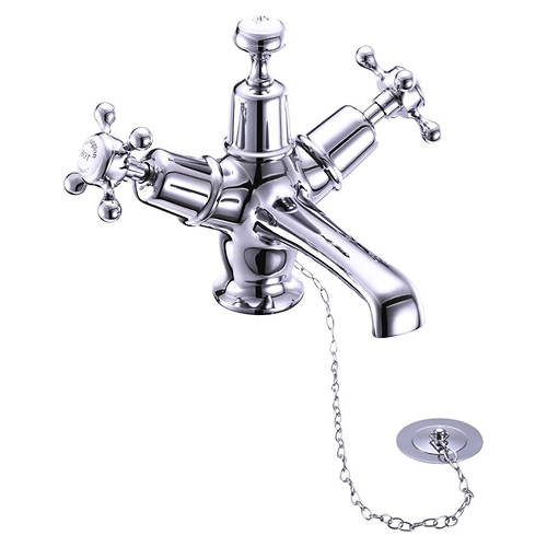 Additional image for Basin Tap With Plug & Chain Waste (Chrome & White).