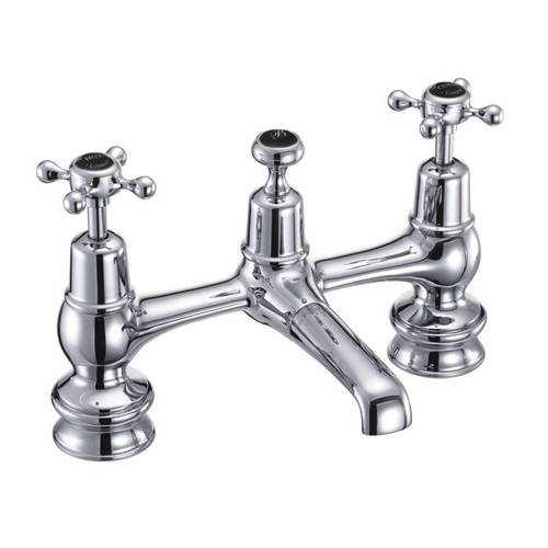 Additional image for 2 Hole Basin Mixer Tap With Waste (Chrome & Black).