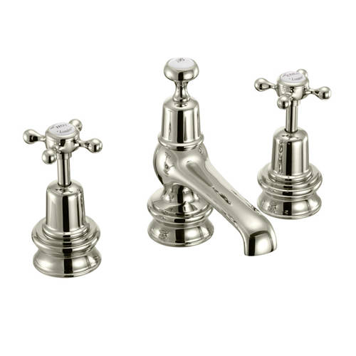 Additional image for 3 Hole Basin Tap With Pop Up Waste (Nickel & White).