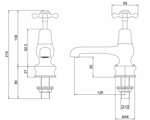 Additional image for Basin Taps 5" (QT, Nickel & White).