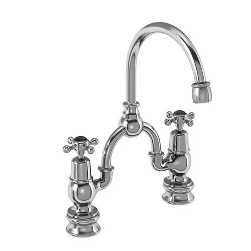 Additional image for 2 Hole Arch Basin Mixer Tap (Chrome & Black, 200mm).