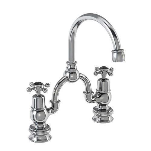 Additional image for 2 Hole Arch Basin Mixer Tap (Chrome & Black, 230mm).