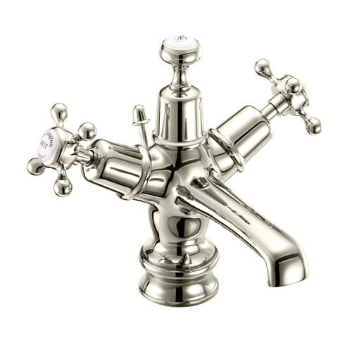 Additional image for Basin Tap With Pop Up Waste (Nickel & White).