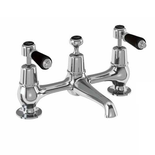 Additional image for 2 Hole Basin Mixer Tap With Waste (Chrome & Black).