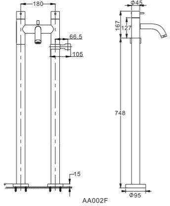 Additional image for Bath Shower Mixer Tap With Stand Pipes (Chrome).
