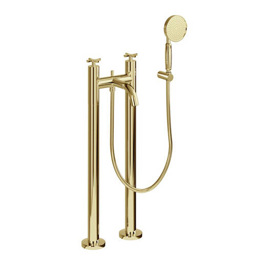 Additional image for Bath Shower Mixer Tap With Stand Pipes (Gold).