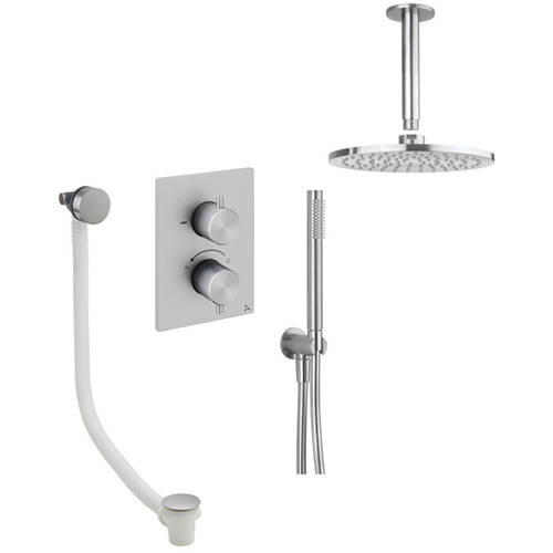 Additional image for Shower Pack With Head & Handset, Bath Fill (S Steel).