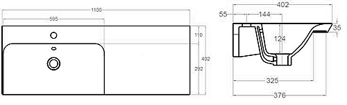 Additional image for Vanity Unit With Ceramic Basin (1000mm, Grey Matt, LH).