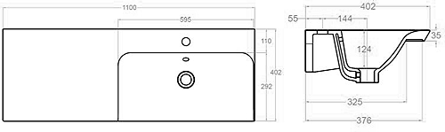 Additional image for Vanity Unit With Ceramic Basin (1000mm, Grey Matt, RH).