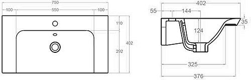 Additional image for Vanity Unit With Ceramic Basin (700mm, White, 1TH).