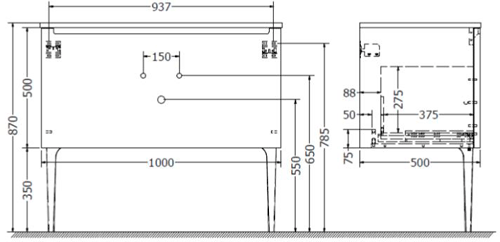 Additional image for Vanity Unit With Storm Grey Legs (1000mm, Storm Grey Matt).