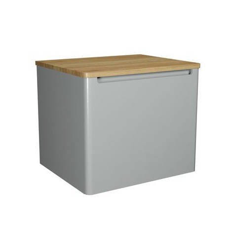 Additional image for Vanity Unit With Oak Top (600mm, Storm Grey Matt).