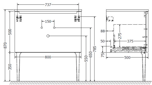 Additional image for Vanity Unit With Onyx Black Legs (800mm, Onyx Black).