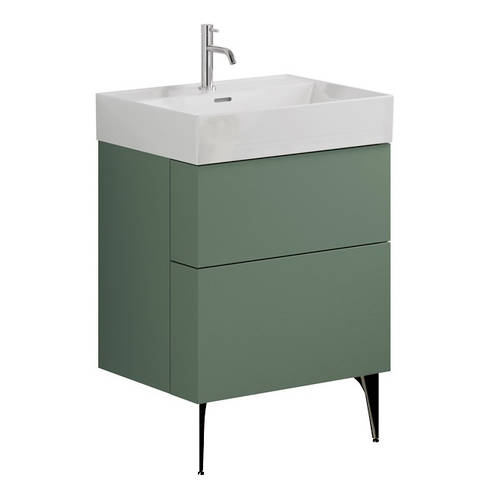 Additional image for Wall Vanity Unit With Black Legs (600mm, Green, 1TH).