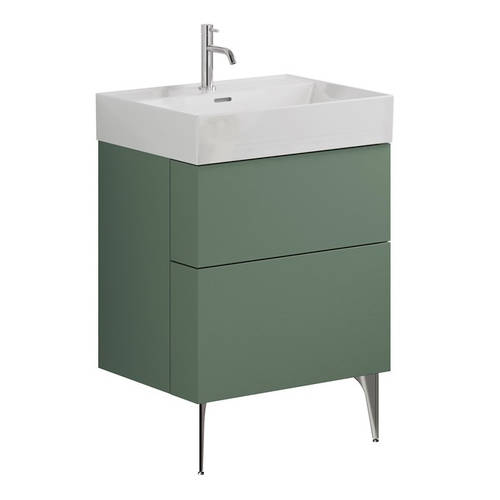 Additional image for Wall Vanity Unit With Slate Legs (600mm, Green, 1TH).